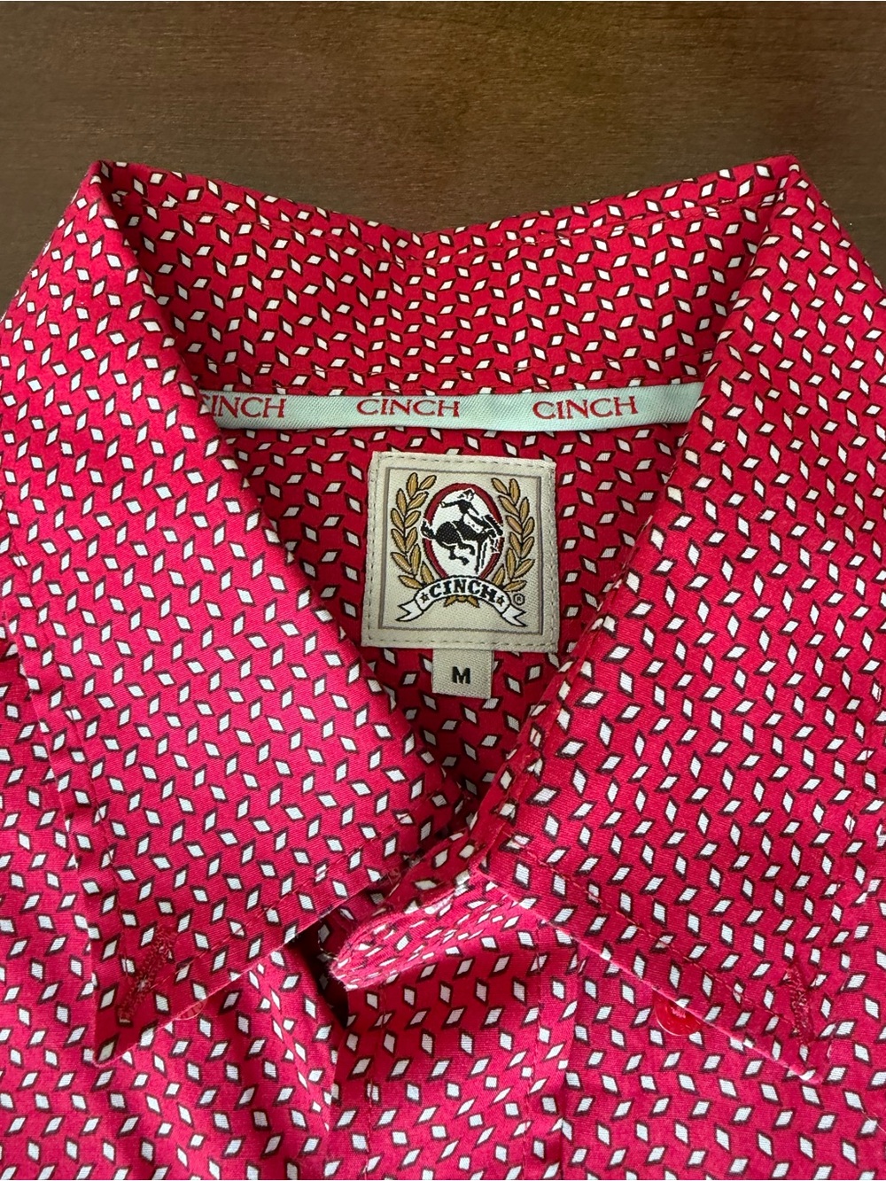 Cinch | Men’s Red Print Long Sleeve Western Button Down Shirt | Size M